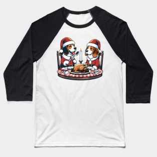 Beagle Dogs Christmas Meal Baseball T-Shirt